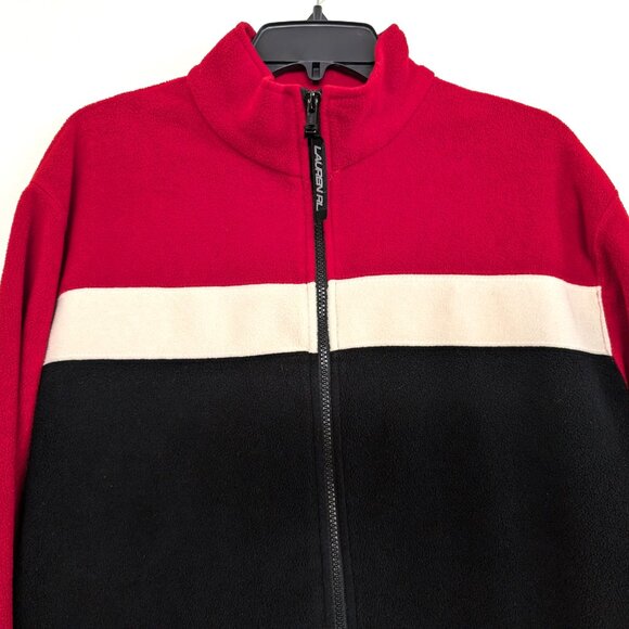 LAUREN RALPH LAUREN Jacket Men's M Red White Black Fleece Zip Track Long‎ Sleeve - Picture 2 of 11